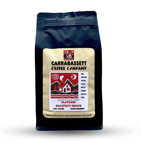 one pound bag of carrabassett coffee. Flavored Roaster's Choice.
